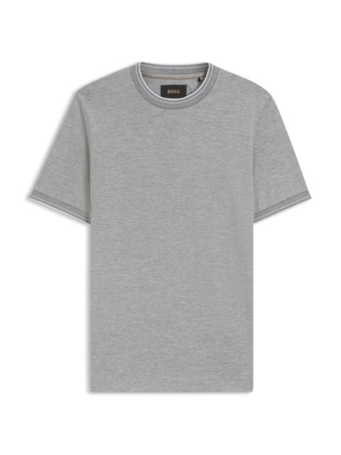 BOSS COLLAR-TIPPING T-SHIRT IN COTTON AND SILK