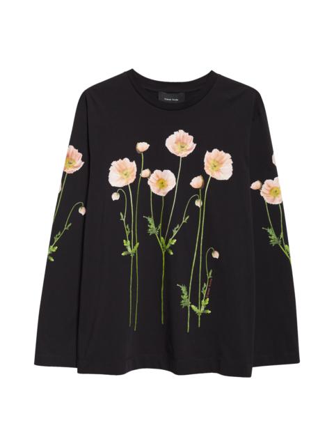 Simone Rocha Simone Rocha Poppy Field Print Long Sleeve Graphic T-Shirt in Black at Nordstrom