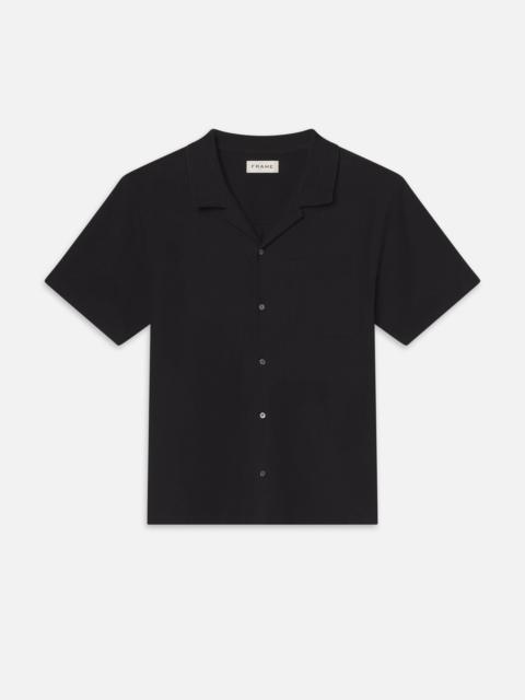 FRAME Jacquard Short Sleeve Relaxed Shirt in Black