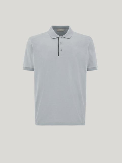 Canali BRIANZA GREEN COTTON POLO SHIRT WITH CONTRASTING PIPING ON THE BUTTON PLACKET