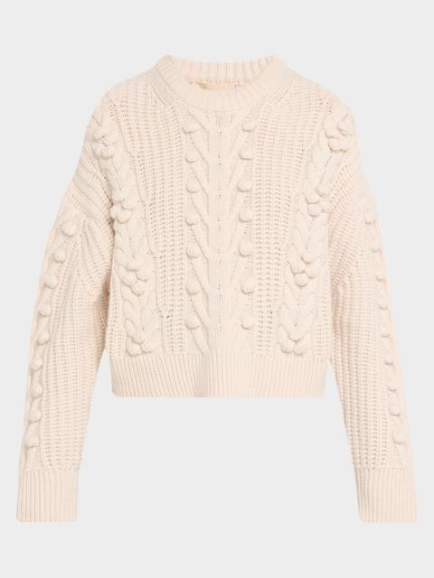 ULLA JOHNSON Indra Cashmere-Wool Cable-Knit Sweater