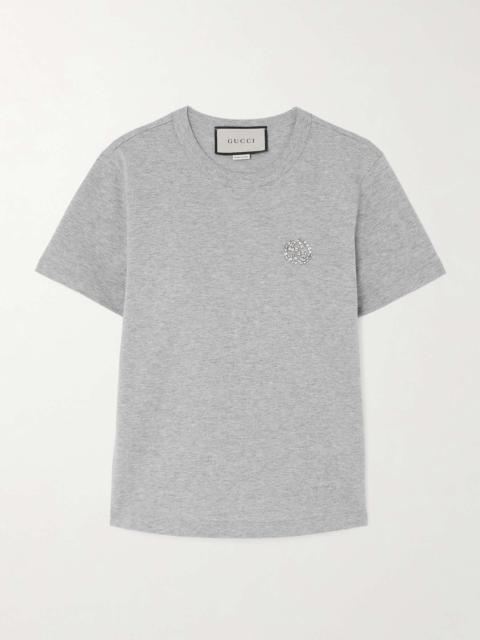Crystal-embellished cotton-jersey T-shirt