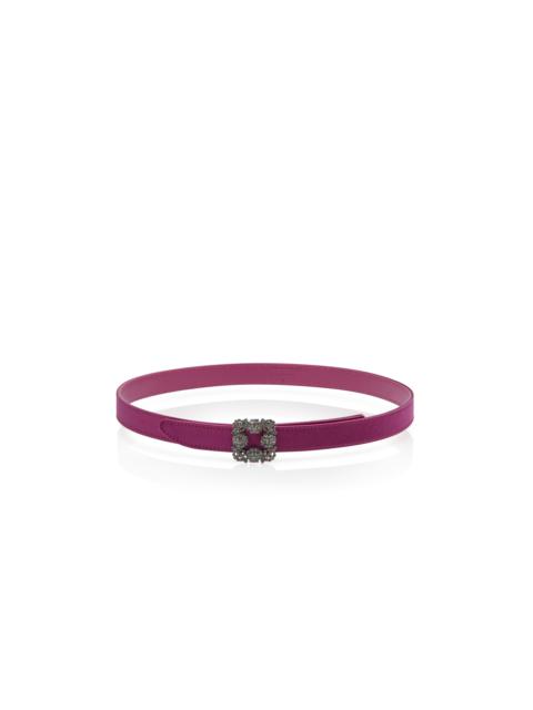 Manolo Blahnik Dark Fuchsia Satin Crystal Buckled Belt