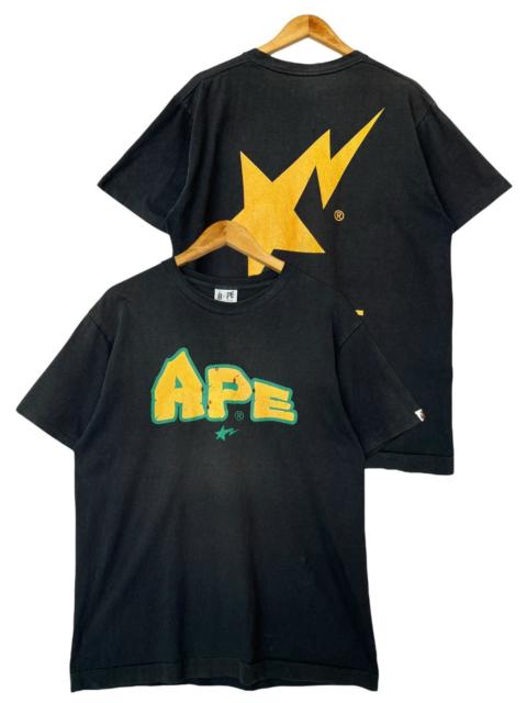 A BATHING APE® Vintage 2000s Bape Star Ape Back Hit Tees Yellow Black Large
