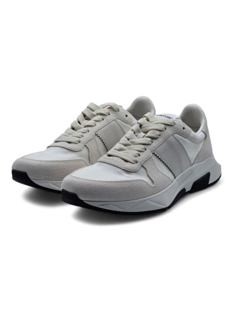 TOM FORD Jagga Leather-Trimmed Suede and Mesh Sneakers White size 8
