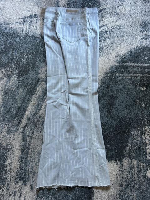 Other Designers Other - PALE BLUE STRiPED CELLO JEANS STRETCH FLARED BOOTCUT RAW HEM