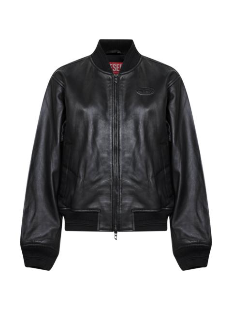 Diesel Black nappa leather L-Ilyan-Rb bomber jacket