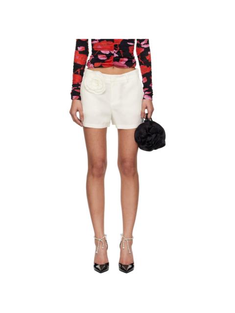 Blumarine White Fluid Gabardine Rose Shorts