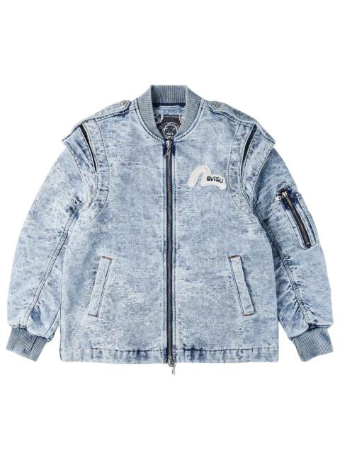 EVISU Detachable Distressed Denim Bomber Jacket