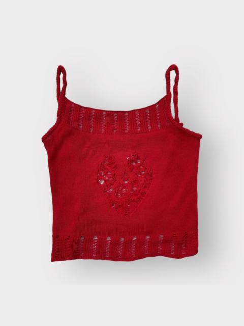 John Galliano Vintage SS00 Knit Distressed Heart Stretch Blouse