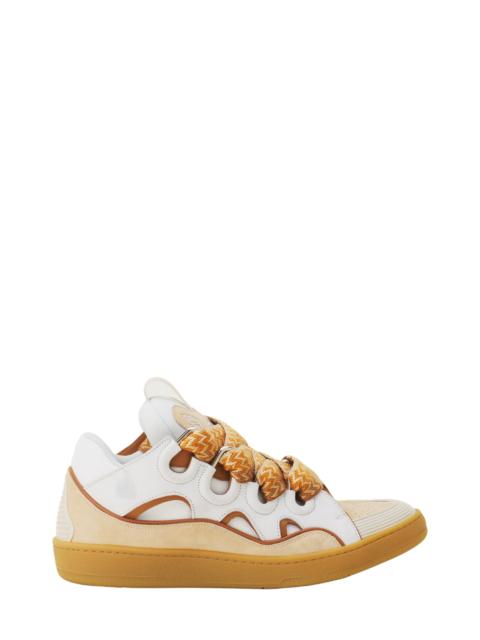 Lanvin Lanvin Curb Leather Sneakers in Optic White/honey at Nordstrom