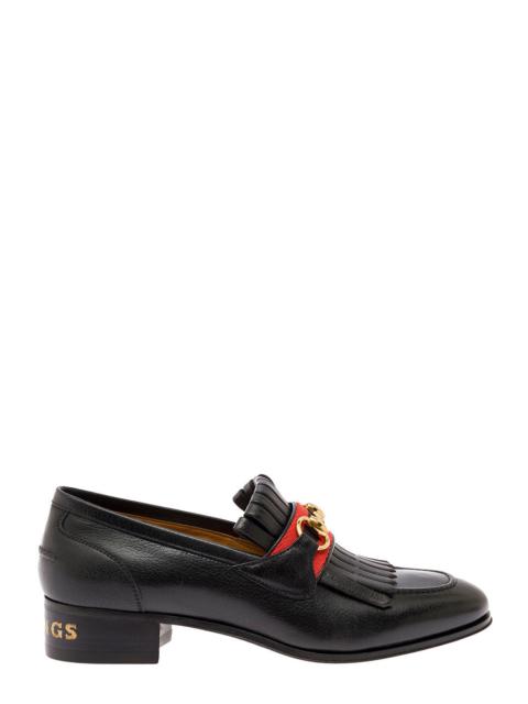 Gucci Women 'Palm Springs' Loafer With Web And Fringes In Leather Woman
