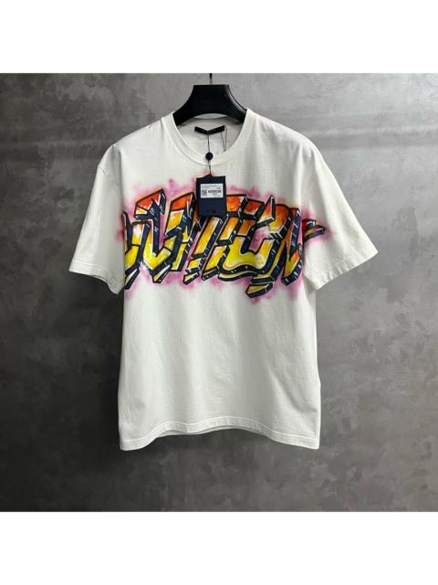 Louis Vuitton Louis Vuitton White Short-Sleeve T-Shirt with Logo Graffiti