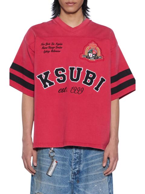 Ksubi Ksubi Duke Embroidered Cotton Jersey V-Neck T-Shirt at Nordstrom