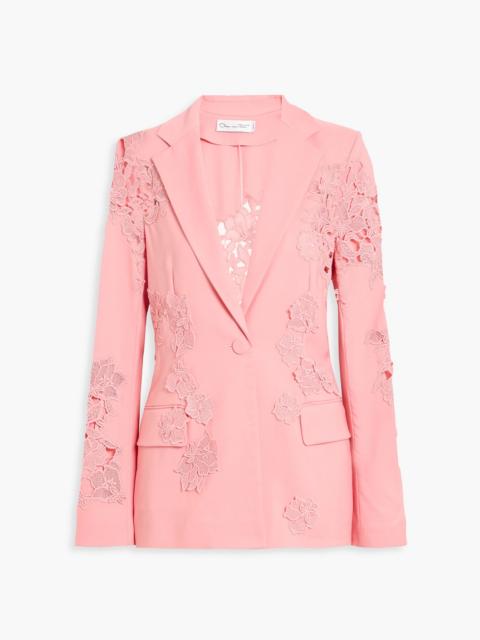 Oscar de la Renta Guipure lace-paneled wool and mohair-blend blazer