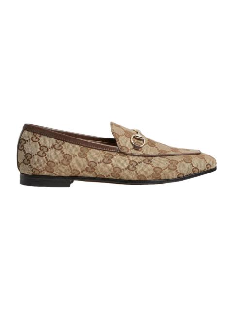GUCCI GUCCI Jordaan $1090 Women's Beige/Ebony GG Canvas Loafers Ne