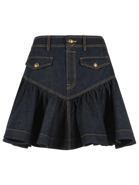 Zimmermann Zimmermann Frill Onyx Blue Denim Miniskirt