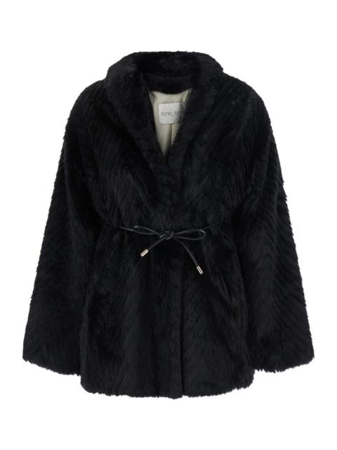 forte_forte Forte_Forte Women Jacket In Ecoleather With Belt And Chevron Motif In Jacquard, Black, Women