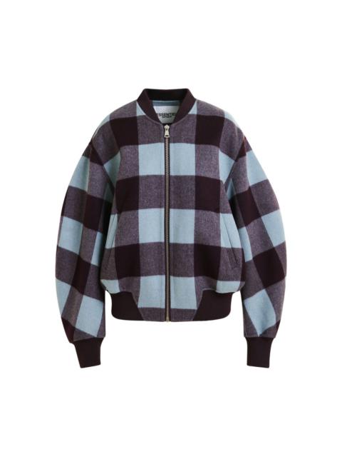 check-pattern bomber jacket