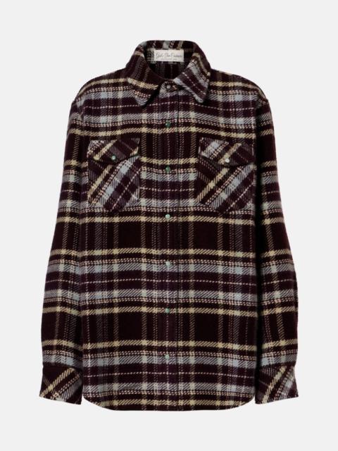 God’s True Cashmere Plaid cashmere shirt with emeralds