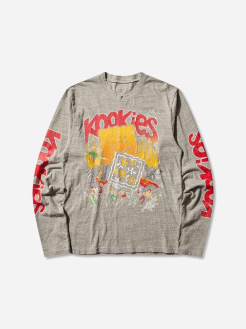 Kapital Men's Top Jersey Crew Longsleeve T-Shirt (Buster Peckish Bowy) Gray