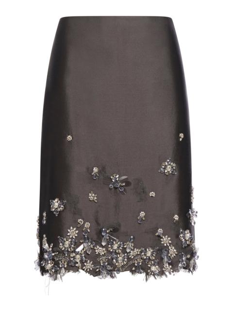 Prada MIDI SKIRT IN WOOL AND SILK WITH APPLICATIONS