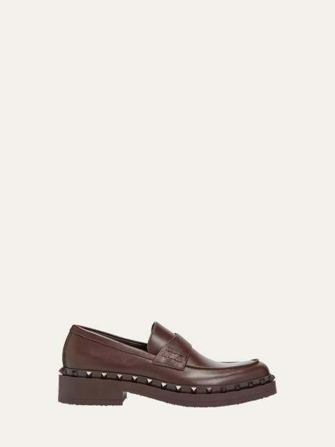 Valentino Men's Rockstud Leather Penny Loafers
