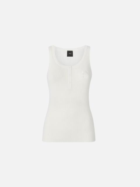 PINKO RIBBED SLEEVELESS TOP WITH MONOGRAM