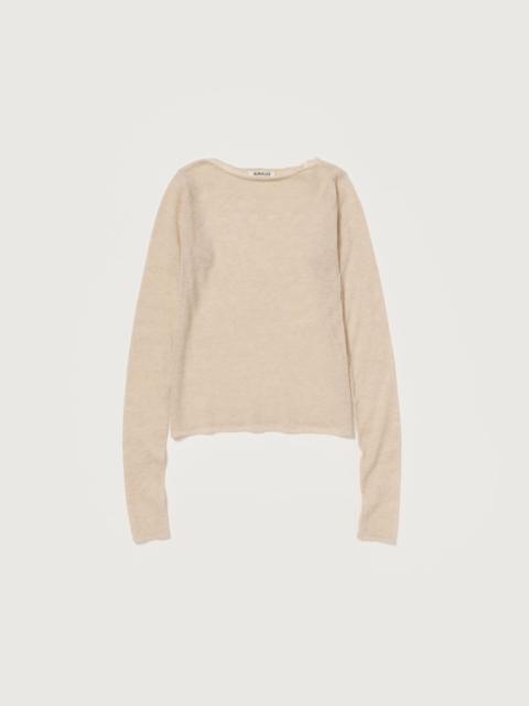 AURALEE SHEER CASHMERE KNIT BOAT NECK P/O