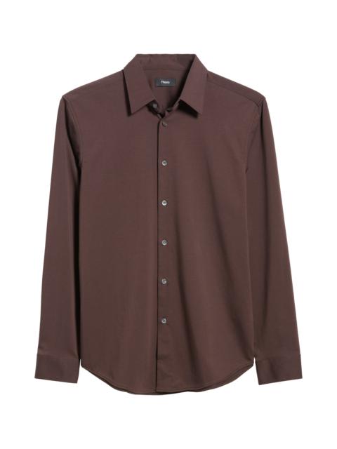 Theory Theory Sylvain ND Structure Knit Button-Up Shirt in Deep Eggplant