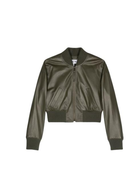 Loewe Loewe Womens Cropped Leather Bomber Jacket, Brand Size 36 ( US Size 4 )