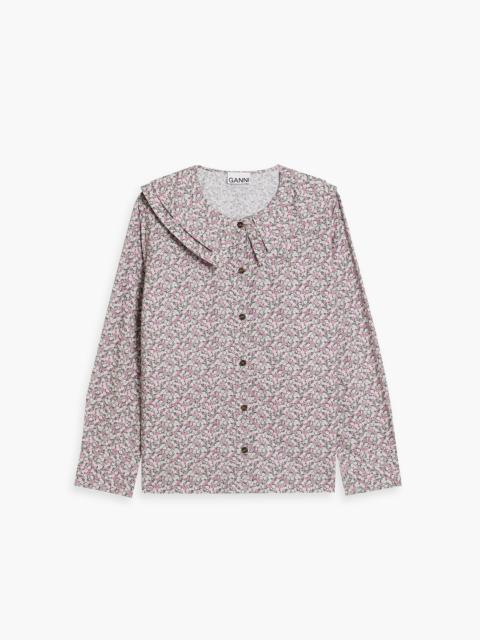 GANNI Floral-print cotton-poplin shirt