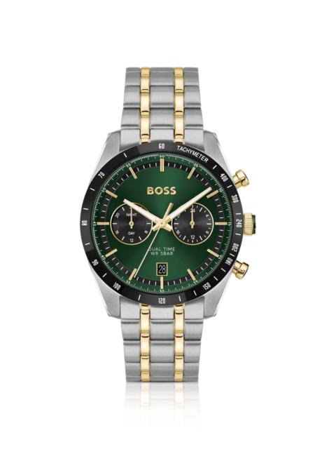 BOSS GREEN-DIAL WATCH WITH GOLD-EFFECT BRACELET