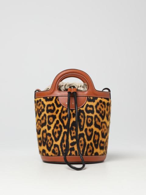 Marni Tropicalia bag in shearling with animal print and logo