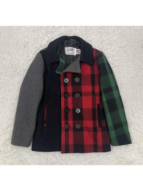 Schott Schott Plaid Gingham Double Breast Pea Jacket US740N