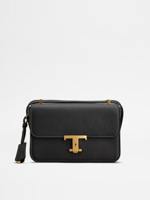 Tod's T TIMELESS FLAP BAG IN LEATHER MINI - BLACK