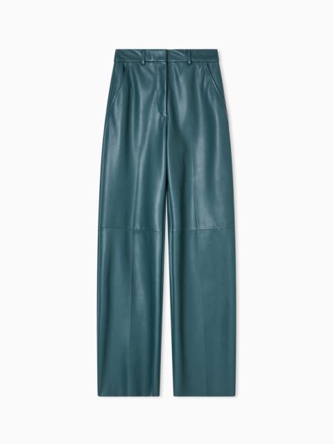 EMPORIO ARMANI GLOVE-QUALITY LAMBSKIN NAPPA LEATHER PALAZZO TROUSERS