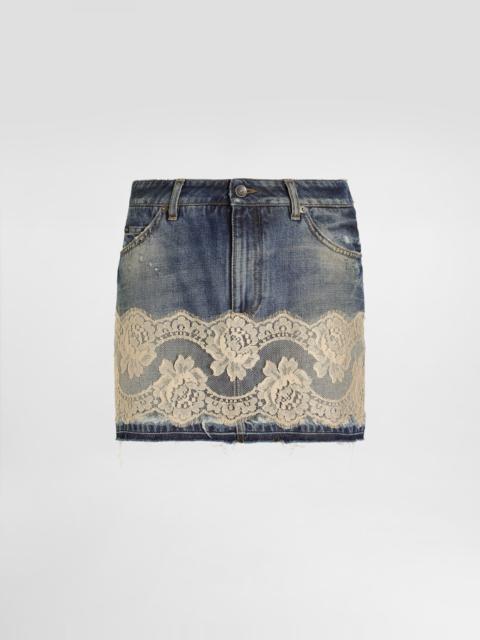 Dolce & Gabbana Denim skirt with lace