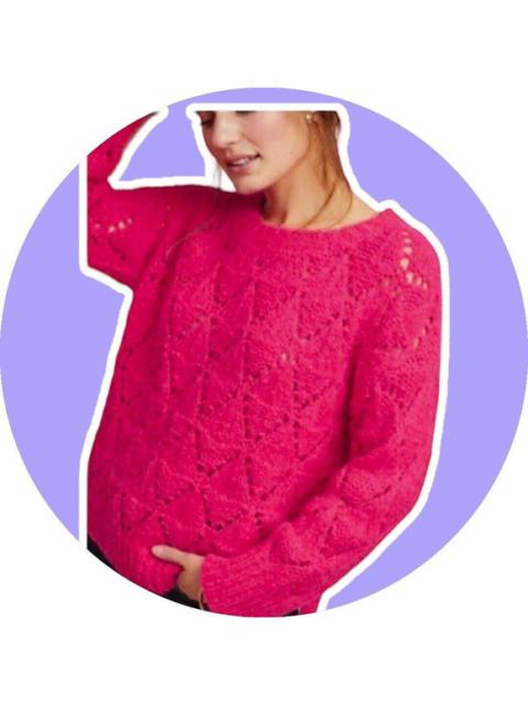 Anthropologie Sleeping on Snow sz S Bright Lights Neon Pink Alpaca Sweater