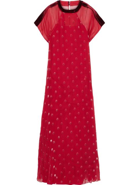 Valentino Garavani Red Embellished Silk Chiffon Gown