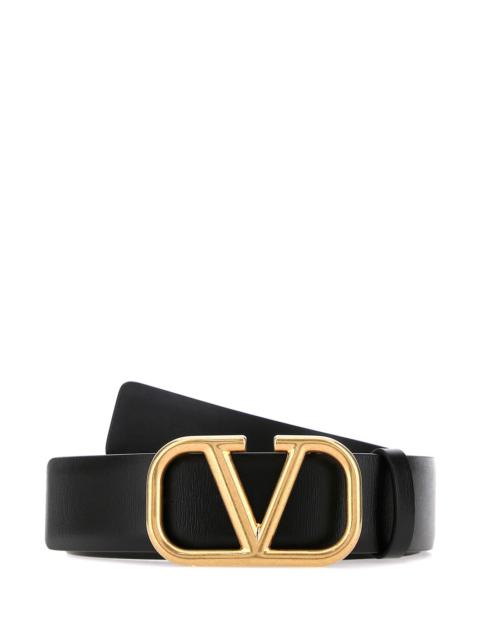 Valentino Black leather VLogo belt