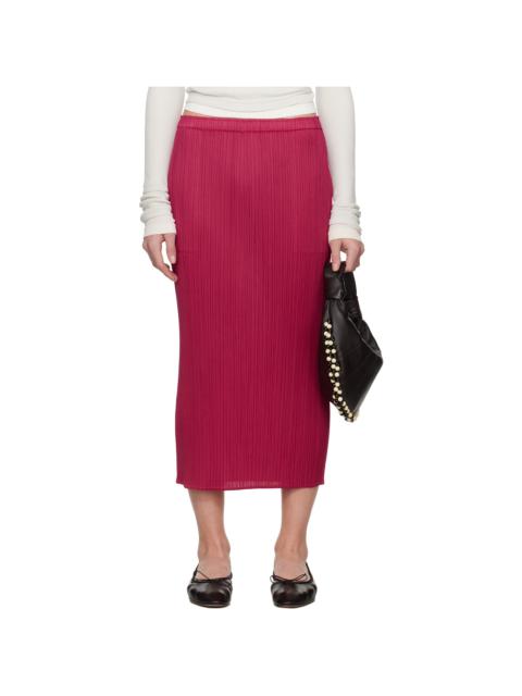 Pleats Please Issey Miyake Pink June New Colorful Basics 4 Midi Skirt