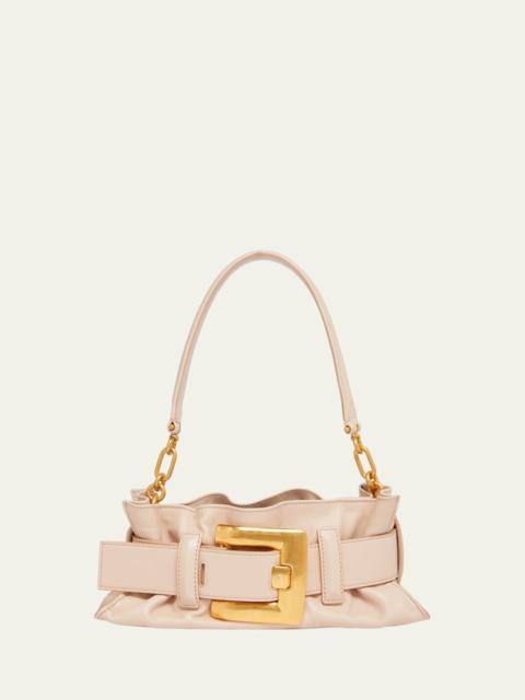 Balmain Anthem Mini Buckle Shoulder Bag in Calfskin Leather