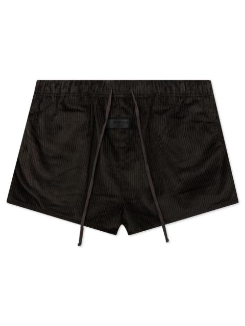 ESSENTIALS WOMEN'S CORDUROY DOCK SHORT - OFF BLACK