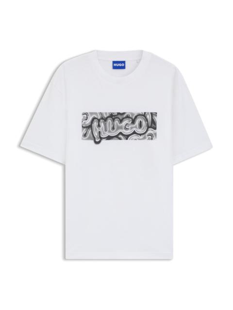 HUGO ALL-GENDER COTTON-JERSEY T-SHIRT WITH GRAPHIC PRINT