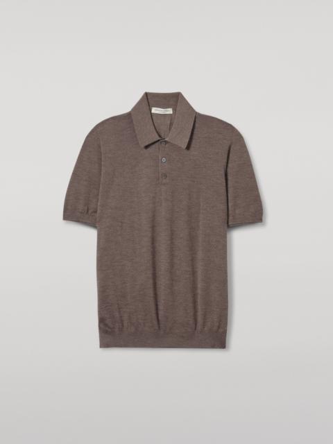Johnstons of Elgin Fin Brown Superfine Cashmere Polo Shirt