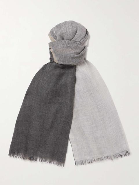 Fringed Striped Cashmere and Silk-Blend Scarf