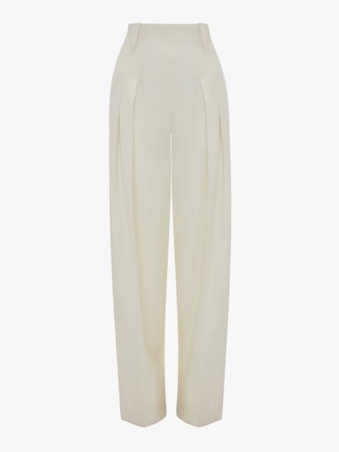 Victoria Beckham High Waisted Cinched Trouser In Ivory