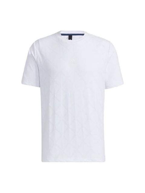 adidas Th Tee Techjaq Logo Printing mesh Short Sleeve White GP1012