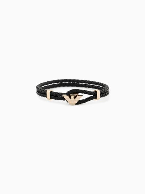 EMPORIO ARMANI GOLD-TONE LEATHER ID BRACELET